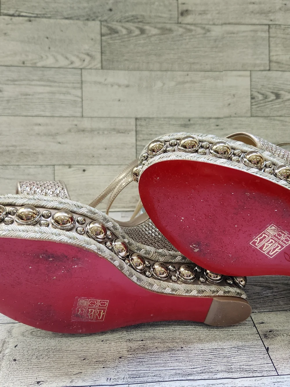 Christian Louboutin Chocazeppa 120 Glitter Diamanté Specchio Wedge Sandals